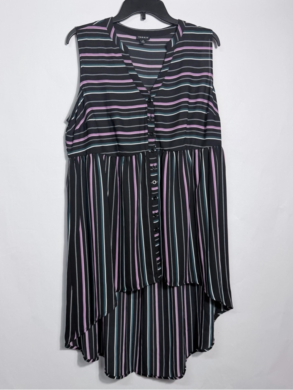 Torrid Size 0 Striped Babydoll High-Low Tunic Top Soft Grunge Pastel Goth Flowy